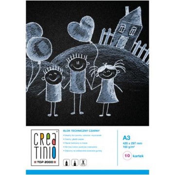 Blok techniczny czarny A3/10 TOP2000 CREATINIO160g