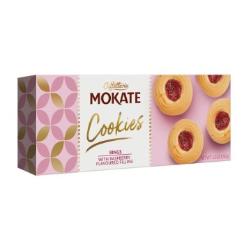 Ciastka MOKATE 150g ringi z nadzieniem malinowym