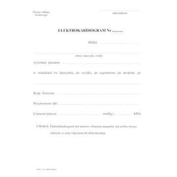 Druk- Elektrokardiogram okładka EKG A4 do A5 [100]