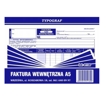 Druk- Faktura wewnętrzna A5 TYPOGRAF