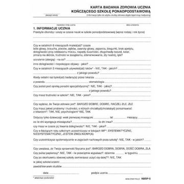 Druk- Karta badania ucznia kończącego ponadpodstaw