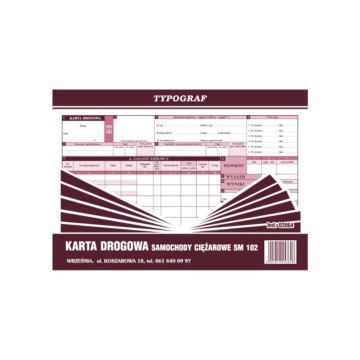 Druk- Karta drogowa Sm-102 TYPOGRAF nienumerowana