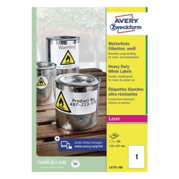 Etykiety samop. A4 AVERY HD [100] 210/297 białe