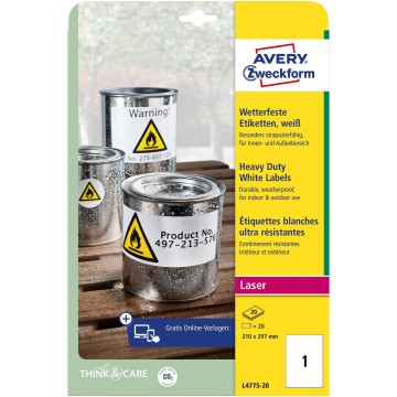 Etykiety samop. A4 AVERY HD [20] 210/297 białe