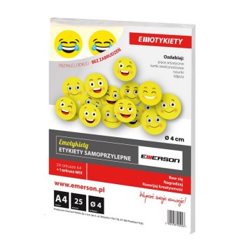 Etykiety samoprzylepne A4 EMOTKI 25 arkuszy