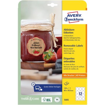 Etykiety usuwalne na butelki AVERY 60x59,5 mm