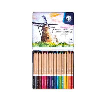 Kredki ołówkowe ASTRA cedrowe pud.metal [24]