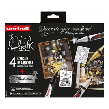 Markery kredowe UNI PWE-5M CHALK 2,5 [4] set srebr