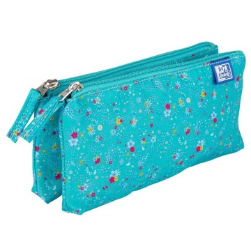 Piórnik OXFORD saszetka podw. FLORAL turkusowy