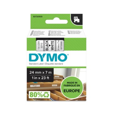 Taśma DYMO D1 24mm/7m białe na czarnym