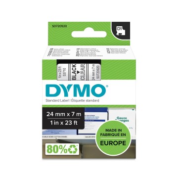 Taśma DYMO D1 24mm/7m czarne na przezroczystym